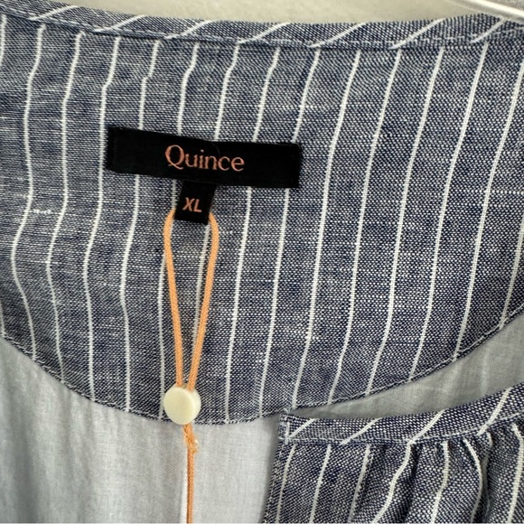 Quince European Linen Tiered Maxi Dress Chambray Stripe Size XL - Picture 11 of 12